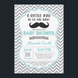 Moustache Baby Shower Invitation Aqua and Grey<br><div class="desc">Moustache Baby Shower Invitation. Little Man. Aqua and Grey. Bow tie. Gentleman.. For further customization,  please click the "Customize it" button and use our design tool to modify this template.</div>