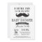 Moustache Baby Shower Invitation Black and Grey