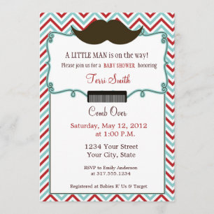 Moustache Baby Shower Invitation for Little Man