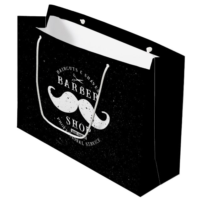 Moustache Barber Shop Barbershop Shopping Large Gift Bag (Front Angled)