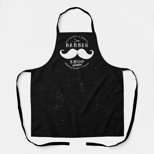 Moustache Barber Shop Modern Hairstylist Barbersho Apron (Front)