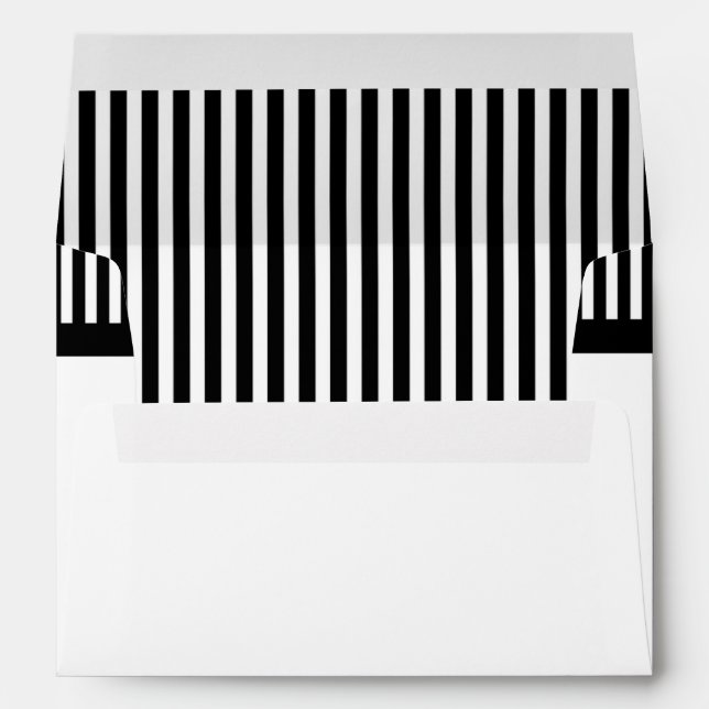 Moustache Bash Black & White Striped PARTY Envelope (Back (Bottom))