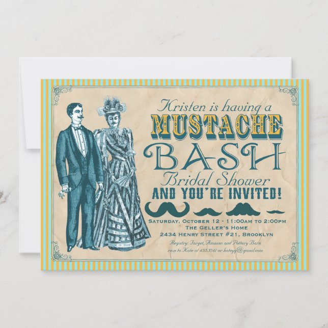Moustache Bash Bridal Shower Invitation (Front)