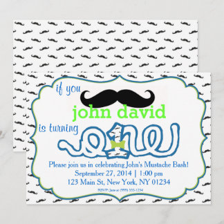 Moustache Bash First Birthday Invitation