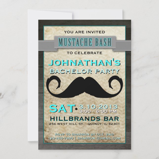 Moustache Bash Hipster Bachelor Party Invitation (Front)