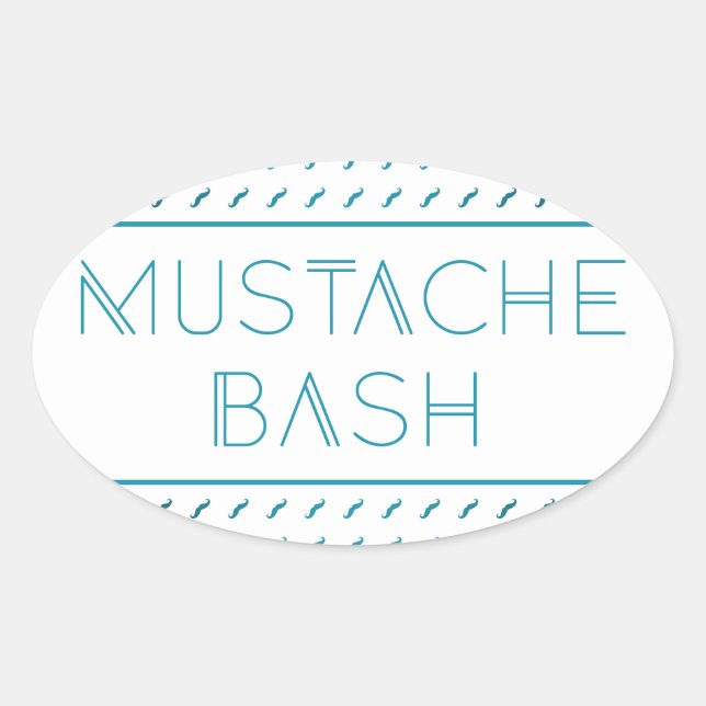 Moustache Bash Metro Oval Sticker (Front)