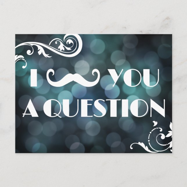 Moustache Bash Question Bokeh Lights Invitations (Front)