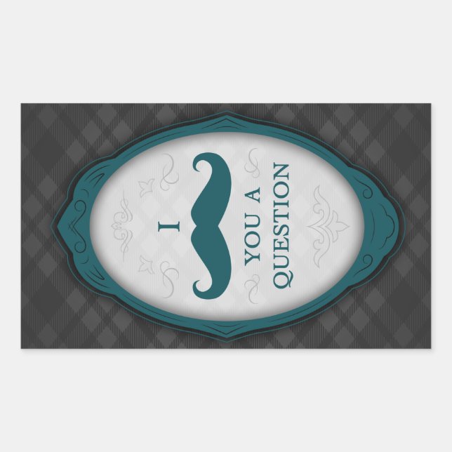 Moustache Bash Question Elegant Frame Invitations Sticker (Front)