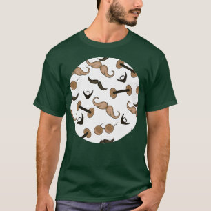 Moustache beard and dumbbells pattern T-Shirt