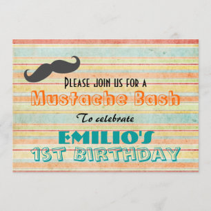 Moustache Birthday Bash Invite