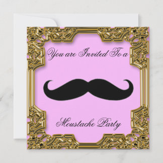 Moustache Birthday Party Invitation Pink