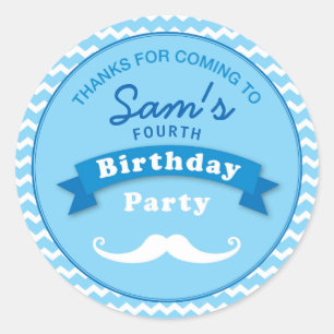 Moustache Birthday Party Thank you Sticker