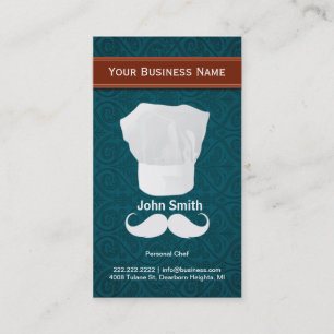 Moustache blanche Chef personnel carte de visite