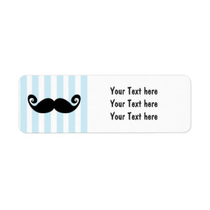 Moustache blue Striped Birthday Party Labels