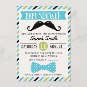 Moustache Bow Little Man Baby Shower Invitation