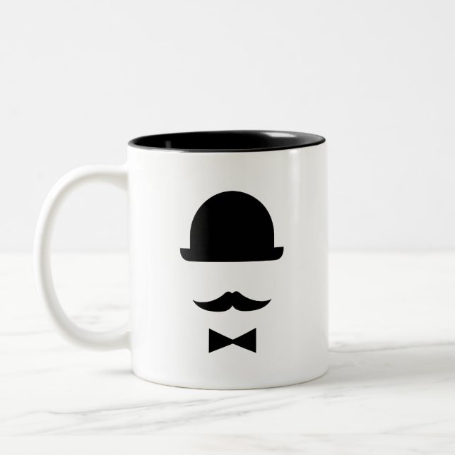 Moustache & Bowler Hat Pictogram Mug (Left)