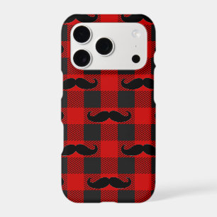 Moustache Buffalo Plaid Pattern Black and Red 