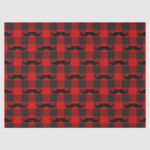 Moustache Buffalo Plaid Pattern Black and Red  Tissue Paper
