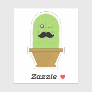 Moustache Cactus Sticker