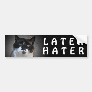 Moustache Cat Says Later Hater Bumper Sticker