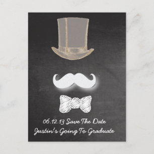 Moustache Chalk Design Save The Date Announcement Postcard