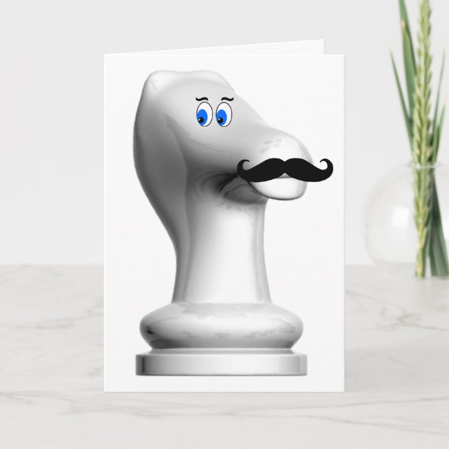 Moustache Chess Knight Funny Card (Front)