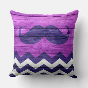 Moustache Chevron Vintage Wooden #2 Throw Pillow