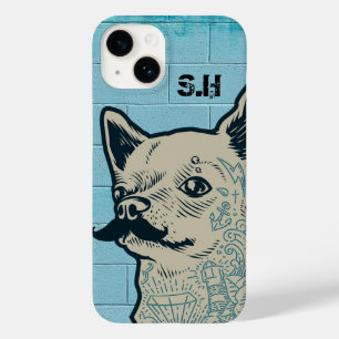 Moustache Chihuahua Graffiti Monogram Case-Mate iPhone 14 Case