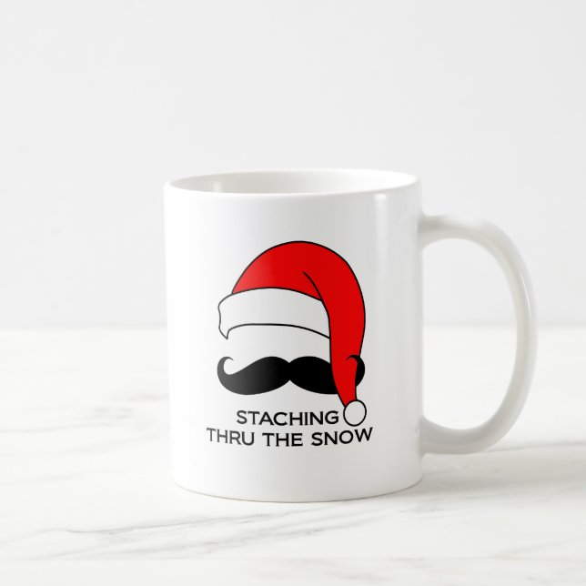Moustache Christmas - Staching thru the snow Coffee Mug (Right)