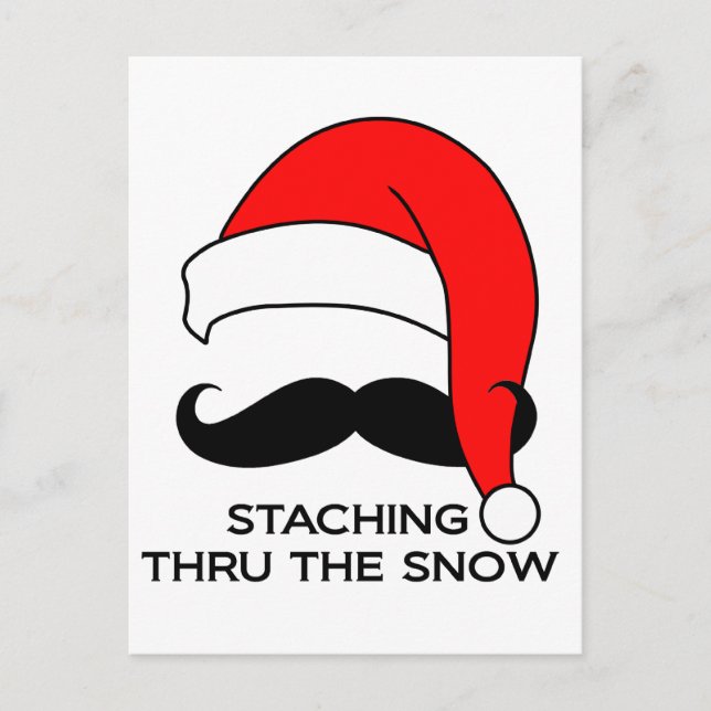 Moustache Christmas - Staching thru the snow Holiday Postcard (Front)