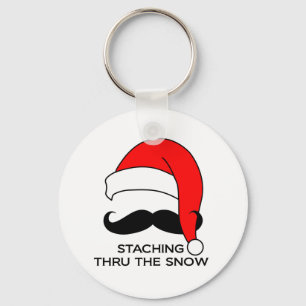 Moustache Christmas - Staching thru the snow Keychain