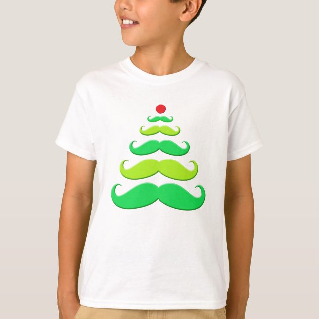 Moustache Christmas Tree Apparel T-Shirt (Front)