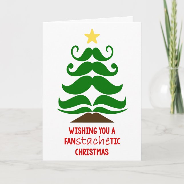 Moustache Christmas tree card customize (Front)