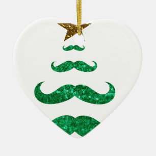 moustache christmas tree ceramic ornament
