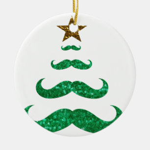 moustache christmas tree ceramic ornament