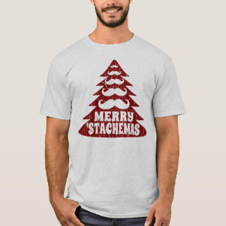 Moustache Christmas Tree Funny Christmas T Shirt