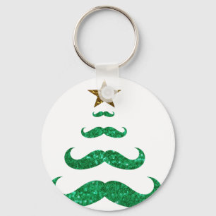 moustache christmas tree keychain