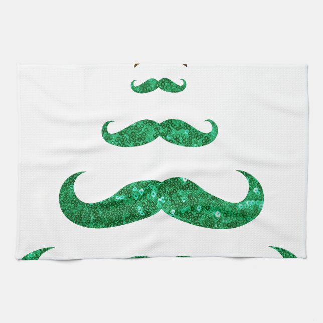 moustache christmas tree kitchen towel (Horizontal)