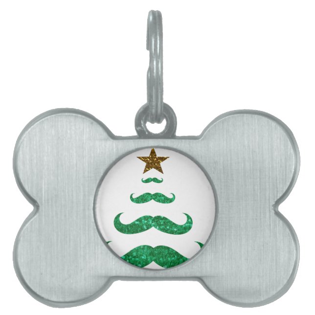 moustache christmas tree pet name tag (Front)