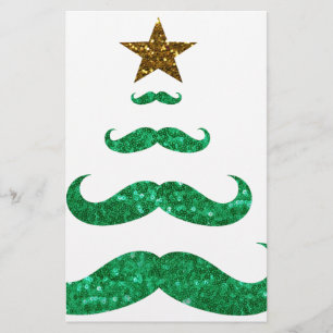 moustache christmas tree stationery