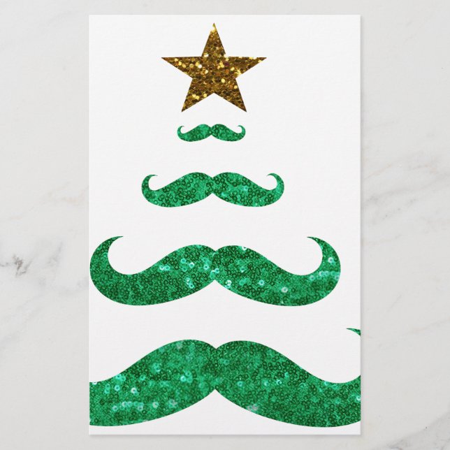moustache christmas tree stationery (Front)