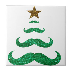 moustache christmas tree tile