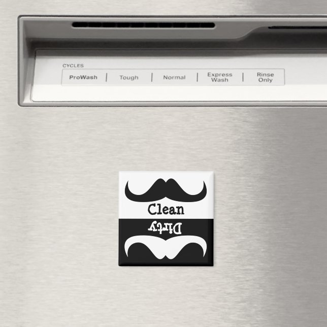 Moustache Clean dirty washing machine dishwasher Magnet (In Situ (Dishwasher))