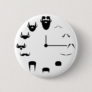 Moustache Clockface 2 Inch Round Button