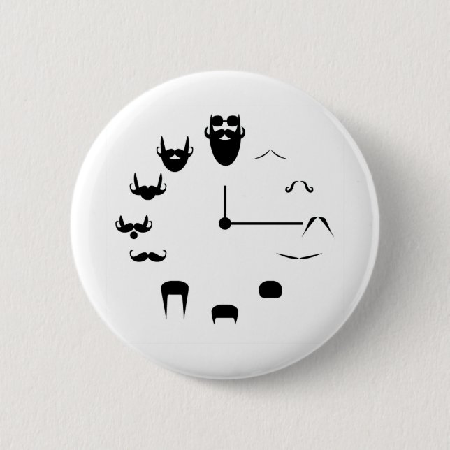Moustache Clockface 2 Inch Round Button (Front)