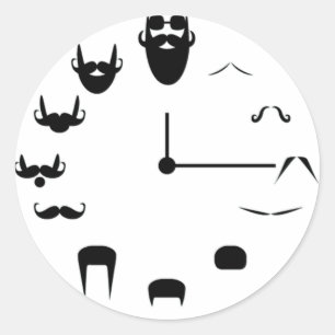 Moustache Clockface Classic Round Sticker