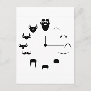 Moustache Clockface Postcard