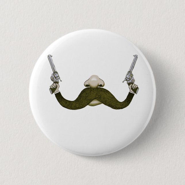 Moustache Cowboy 2 Inch Round Button (Front)