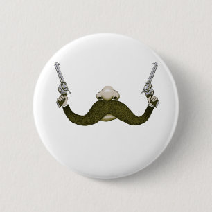 Moustache Cowboy 2 Inch Round Button