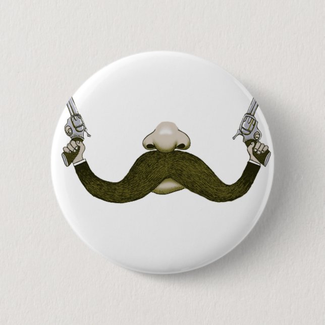 Moustache Cowboy 2 Inch Round Button (Front)